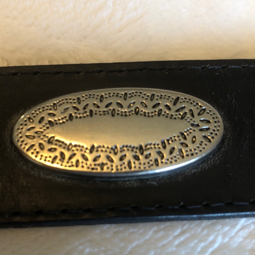 Genuine Black Leather Belt with Decorative Silver Conchas, Buckle, & Keepers, 38 - Picture 3 of 8